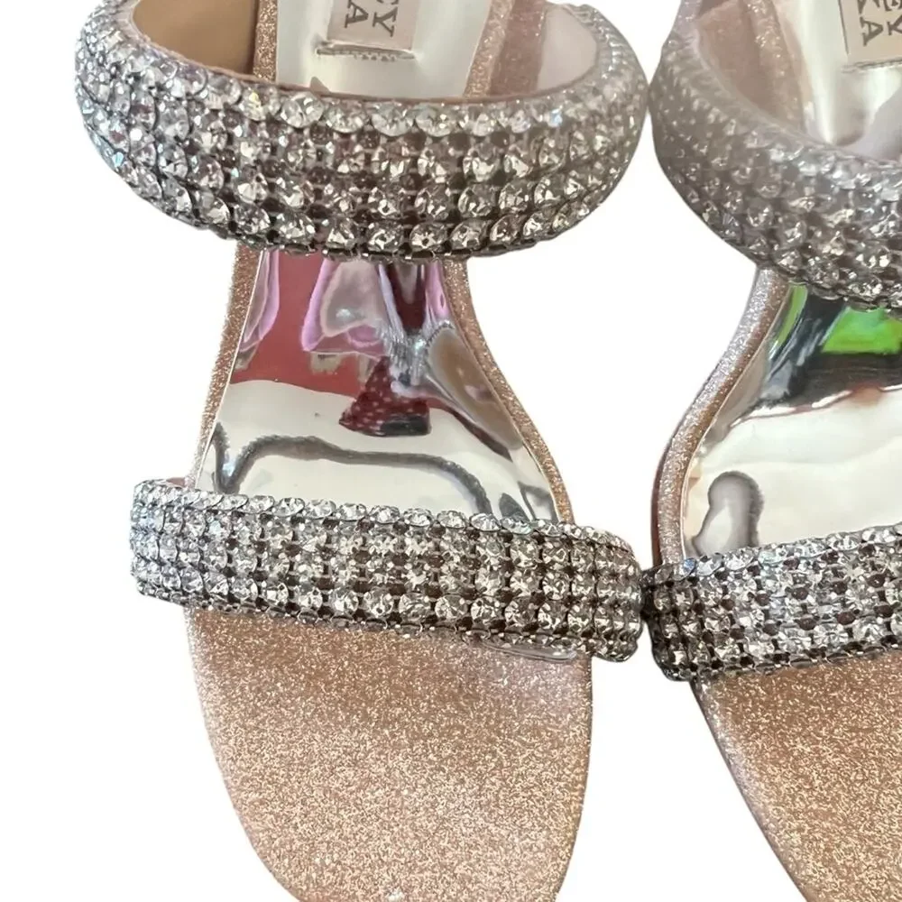 Badgley Mischka Sade Jeweled Double-Band Stiletto Heels Blush Gold NEW Size 7.5